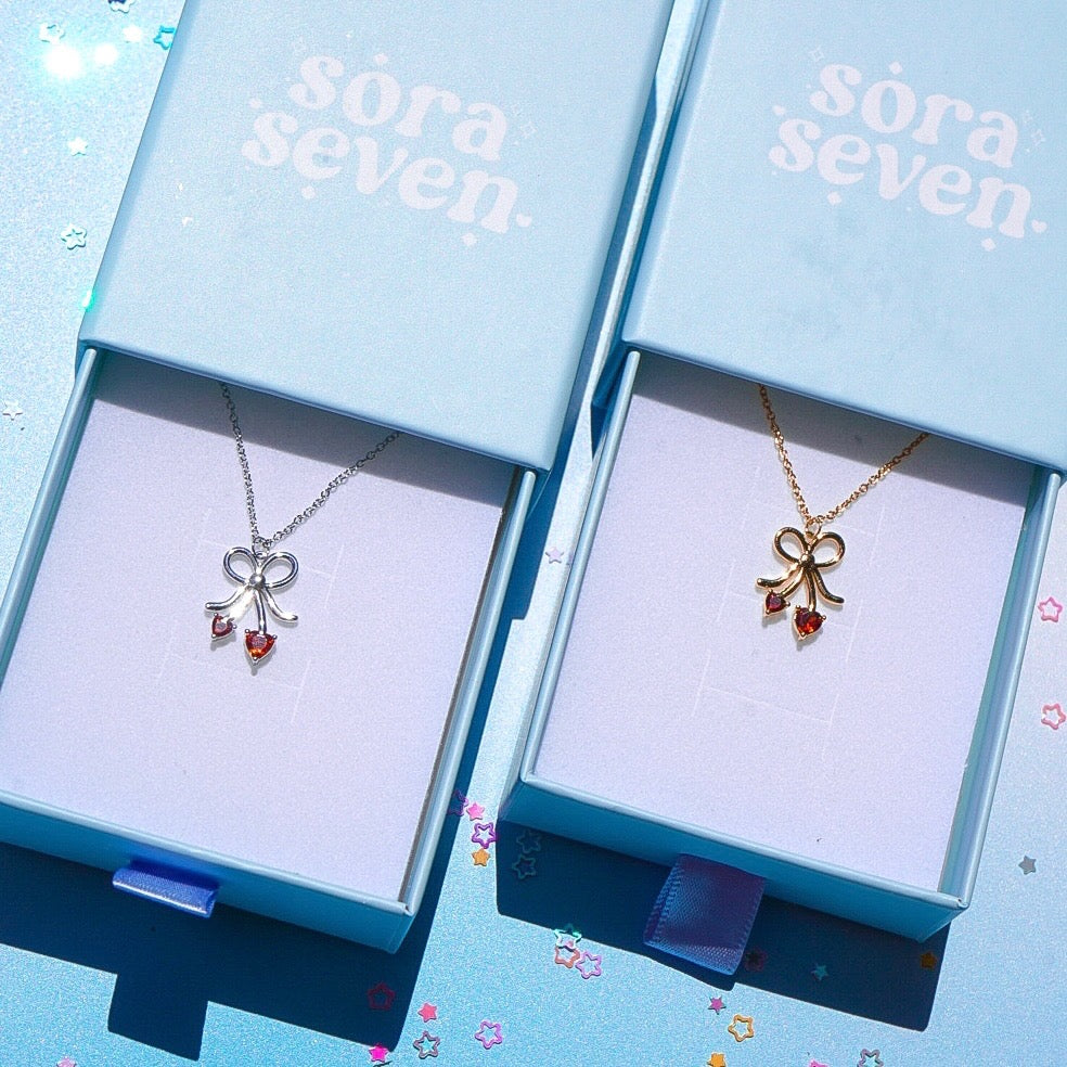 Scoups Cherry Bow Necklace | Sora Seven