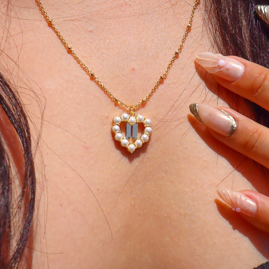 BTS Pearl Heart Necklace | Sora Seven